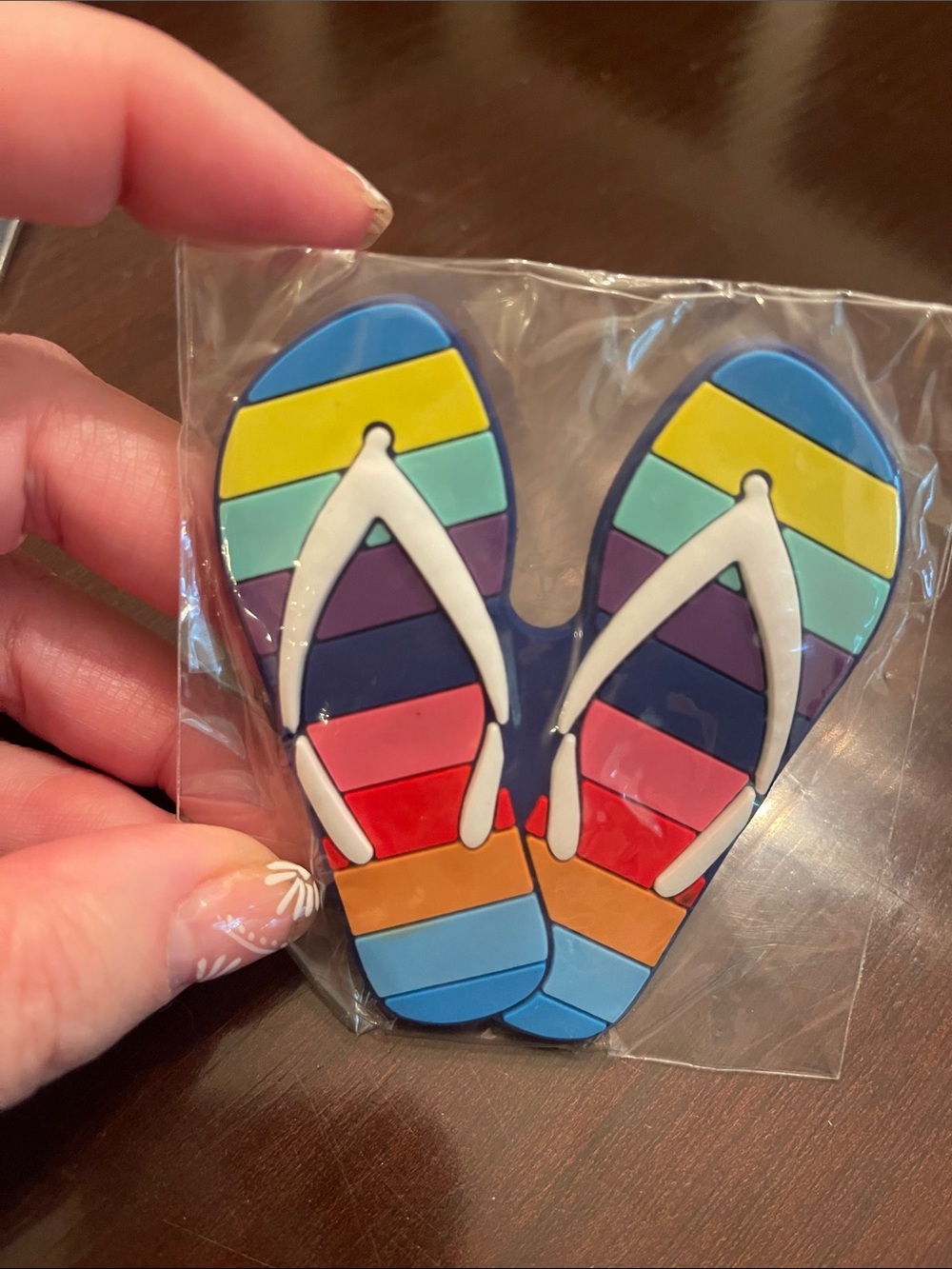 Colorful Striped Flip Flop Bogg Bag Charm Multicolor nwt